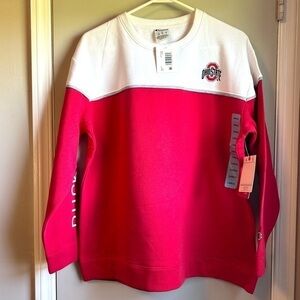 New Champion Women’s Ohio State Buckeyes Red & White Pullover Sweatshirt Sz L